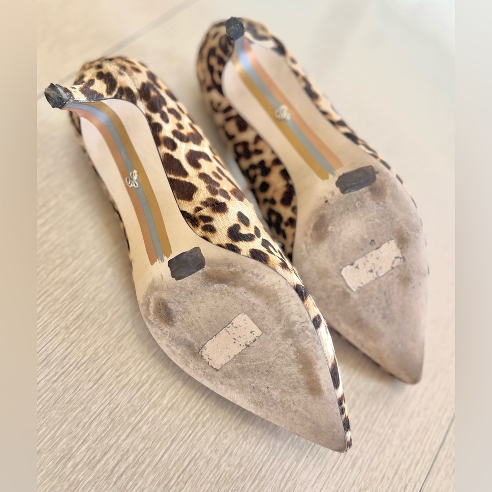 𝅺SAM EDELMAN HAZEL CHEETAH PRINT LEATHER POINTED TOE PUMPS - Picture 7 of 9